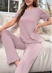 Light Pink Round Neck Lounge Top and Pants