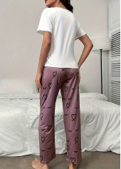 Letter Print Dark Reddish Purple Lounge Top and Pants
