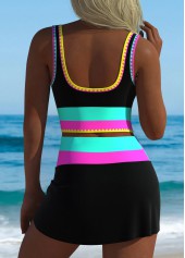 High Waisted Black Patchwork Bikini Set