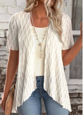 Beige Short Sleeve Fake Two Piece Twinset