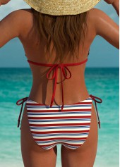 Low Waisted Striped Multi Color Bikini Set