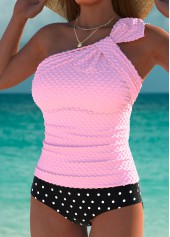 Mid Waisted Polka Dot Pink Tankini Set