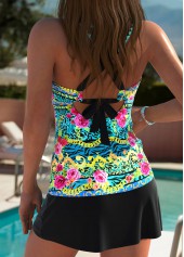 Mid Waisted Floral Print Multi Color Tankini Set