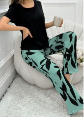 Plants Print Mint Green Lounge Top and Pants