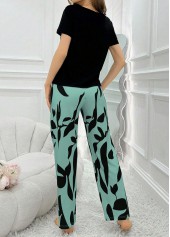 Plants Print Mint Green Lounge Top and Pants
