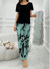 Plants Print Mint Green Lounge Top and Pants