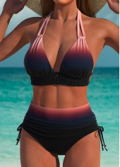 Mid Waisted Ombre Multi Color Bikini Set