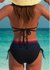 Mid Waisted Ombre Multi Color Bikini Set
