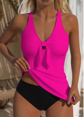 Hot Pink Ruched Criss Cross Tankini Top-No Bottom
