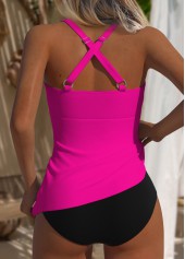 Hot Pink Ruched Criss Cross Tankini Top-No Bottom