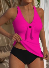 Hot Pink Ruched Criss Cross Tankini Top-No Bottom