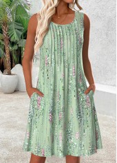 Light Green Short Sleeveless Scoop Neck Dress