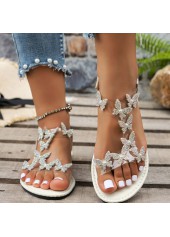 Silvery White Color Round Toe Falt