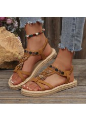 Light Coffee Peep Toe Falt Sandals