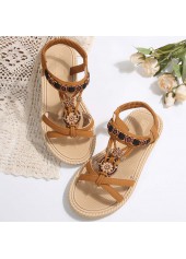 Light Coffee Peep Toe Falt Sandals