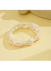 White Shell Alloy Heart Anklet Set