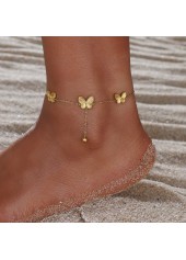 Golden Color Butterfly Alloy Detail Anklet
