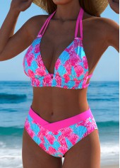 Mid Waisted Marine Life Print Multi Color Bikini Set