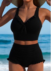 High Waisted Black Frill Bikini Set