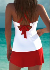 Plus Size Mid Waisted Red Floral Print Tankini Set