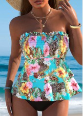 Mid Waisted Floral Print Multi Color Tankini Top-No Bottom