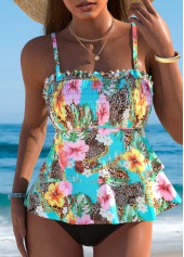 Mid Waisted Floral Print Multi Color Tankini Top-No Bottom