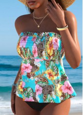 Mid Waisted Floral Print Multi Color Tankini Top-No Bottom