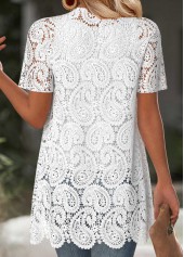 White Short Sleeve Embroidery Light Cardigan