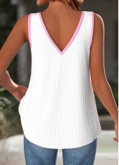 Floral Print White Strappy V Neck Tank Top