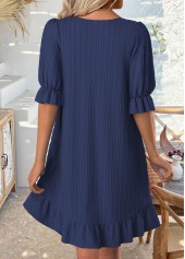 Navy Half Sleeve Round Neck Dress