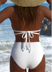 Mid Waisted White V-Neck Bikini Set