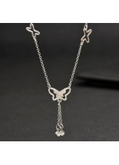 Silver Color Butterfly Iron Detail Anklet