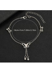 Silver Color Butterfly Iron Detail Anklet