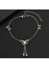 Silver Color Butterfly Iron Detail Anklet