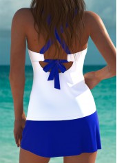 Mid Waisted Floral Print Royal Blue Tankini Set