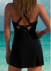 Mid Waisted Floral Print Black Tankini Set