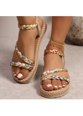 Light Camel Tribal Print Peep Toe Falt