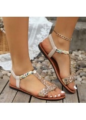 Golden Rubber Peep Toe Falt Sandals