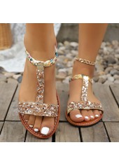 Golden Rubber Peep Toe Falt Sandals