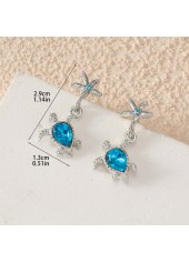 Neon Blue Turtle Starfish Alloy Earrings