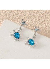 Neon Blue Turtle Starfish Alloy Earrings