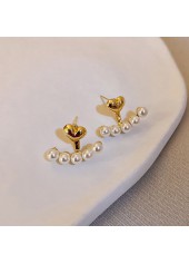 Golden Heart Design Pearl Detail Earrings