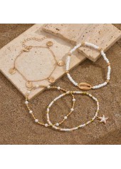 Golden Color Shell Alloy Detail Anklets