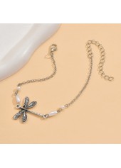 Silver Iron Insect Dragonfly Design Anklet