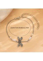 Silver Iron Insect Dragonfly Design Anklet