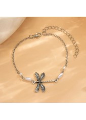 Silver Iron Insect Dragonfly Design Anklet