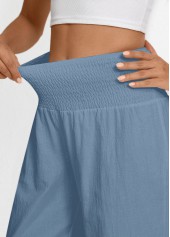 Dusty Blue Wide Leg Elastic Waist High Waisted Pants