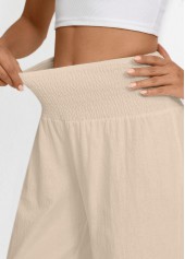 Raw White Wide Leg Elastic Waist High Waisted Pants