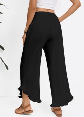 Black Wide Leg Elastic Waist High Waisted Pants