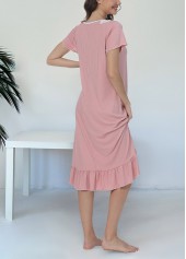 Light Pink Round Neck Short Sleeve Nightdress